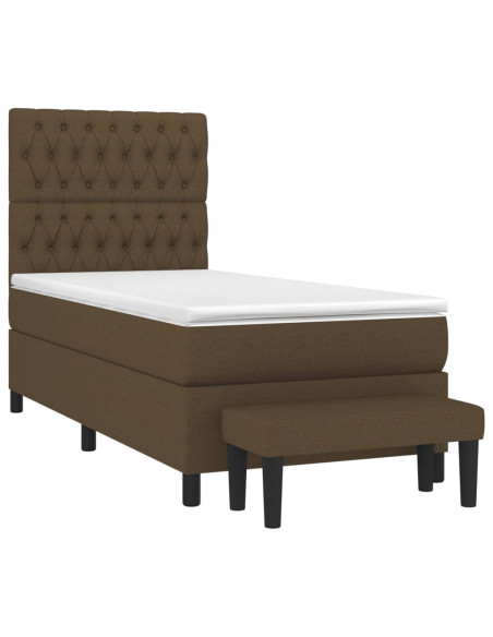 Giroletto a Molle con Materasso Marrone Scuro 90x190cm Tessuto