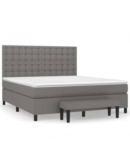 Giroletto a Molle con Materasso Grigio Scuro 160x200 cm Tessuto