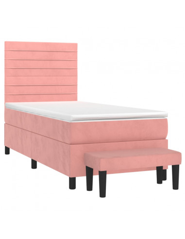 Giroletto a Molle con Materasso Rosa 100x200 cm in Velluto