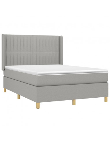 Letto a Molle Materasso e LED Grigio Chiaro 140x190 cm Tessuto