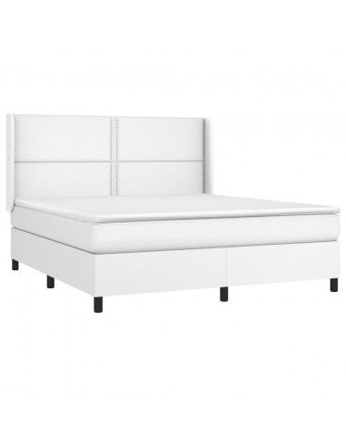 Giroletto Molle con Materasso e LED Bianco 160x200cm Similpelle