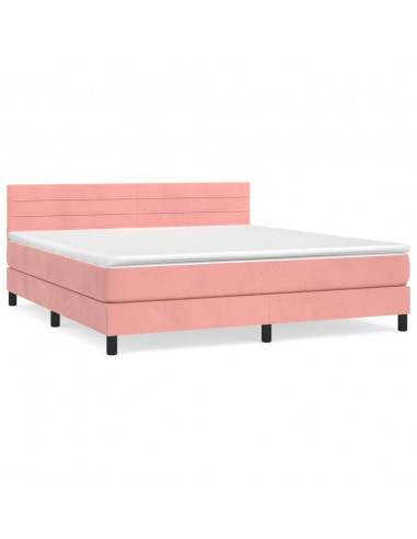 Giroletto a Molle con Materasso Rosa 180x200 cm in Velluto