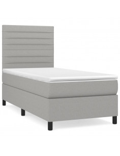 Giroletto a Molle con Materasso Grigio Chiaro 90x200 cm Tessuto 2