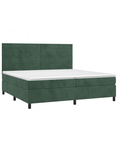 Giroletto a Molle con Materasso Verde Scuro 200x200 cm Velluto