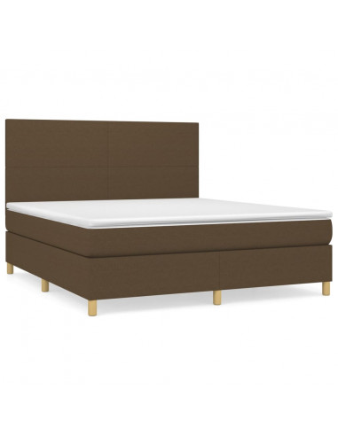 Giroletto a Molle con Materasso Marrone Scuro 180x200cm Tessuto