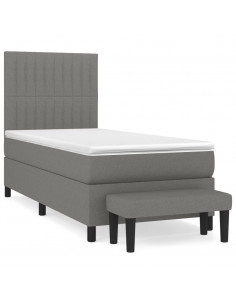 Giroletto a Molle con Materasso Grigio Scuro 80x200 cm Tessuto 2