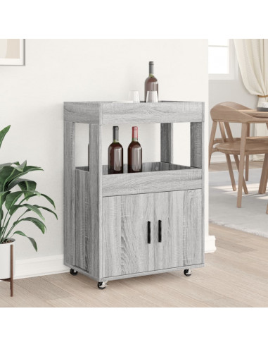 Carrello Bar Grigio Sonoma 60x39,5x89 cm in Legno Multistrato