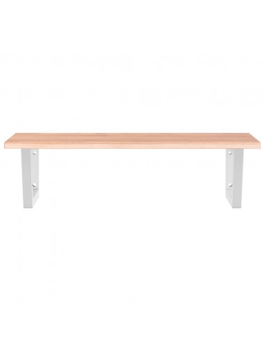 Ripiano a Parete per Lavabo in Acciaio e Massello di Rovere