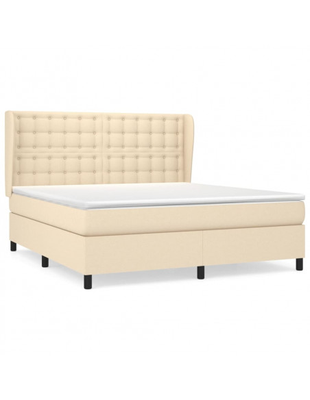 Giroletto a Molle con Materasso Crema 160x200 cm in Tessuto