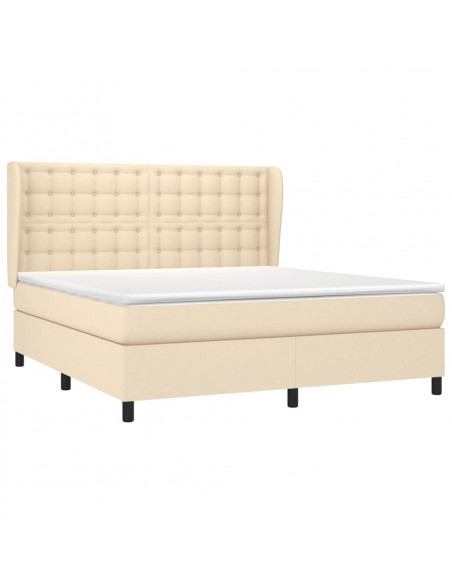 Giroletto a Molle con Materasso Crema 160x200 cm in Tessuto