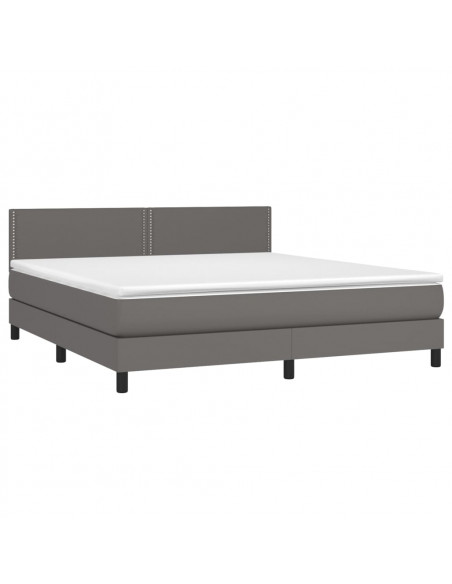 Giroletto Molle con Materasso e LED Grigio 180x200cm Similpelle