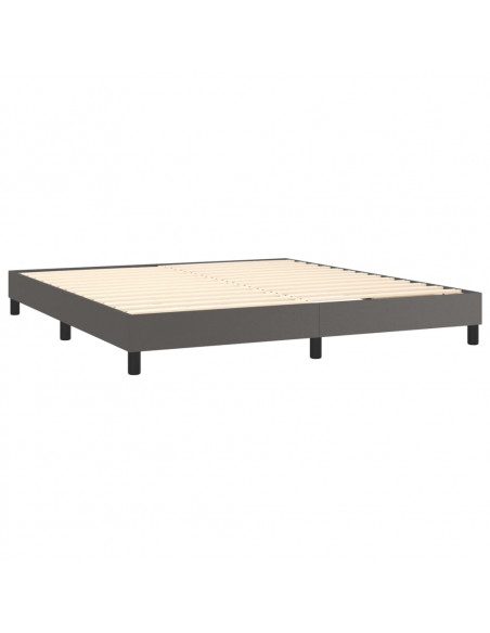 Giroletto Molle con Materasso e LED Grigio 180x200cm Similpelle