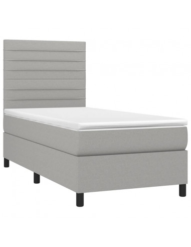 Letto a Molle Materasso e LED Grigio Chiaro 90x190 cm Tessuto