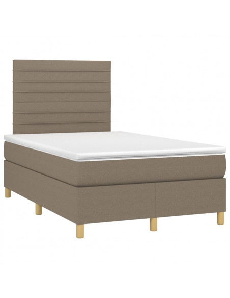Letto a Molle con Materasso e LED Tortora 120x200cm in Tessuto