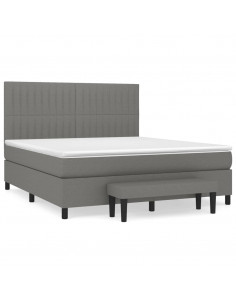 Giroletto a Molle con Materasso Grigio Scuro 160x200 cm Tessuto 2