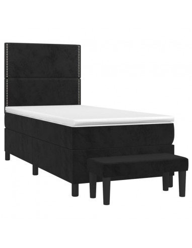 Giroletto a Molle con Materasso Nero 90x190 cm in Velluto