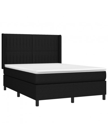 Letto a Molle con Materasso e LED Nero 140x190 cm in Tessuto
