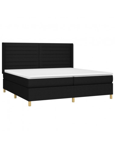 Letto a Molle Materasso e LED Nero 200x200cm in Tessuto
