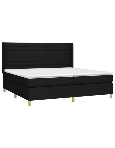 Letto a Molle Materasso e LED Nero 200x200cm in Tessuto