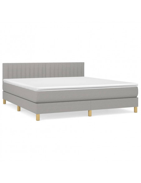 Giroletto a Molle con Materasso Grigio Chiaro160x200 cm Tessuto