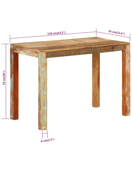 Tavolo da Pranzo 110x55x76 cm in Legno Massello di Recupero