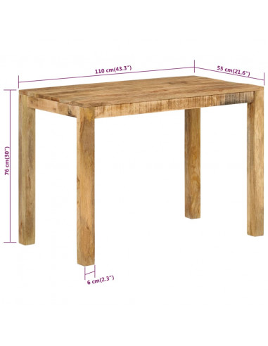 Tavolo da Pranzo 110x55x76 cm in Legno Massello di Mango