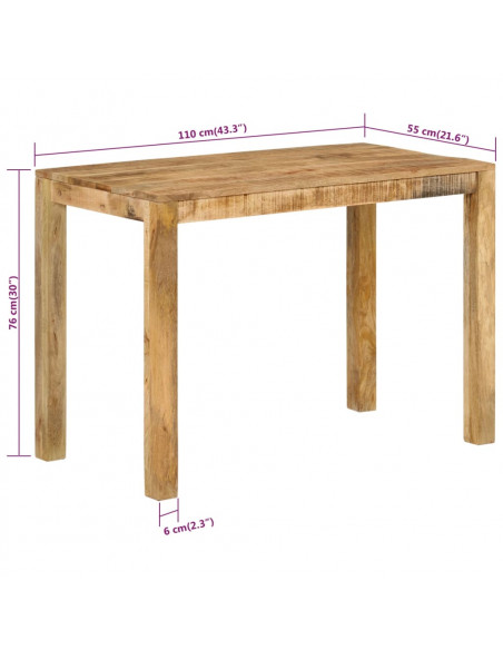 Tavolo da Pranzo 110x55x76 cm in Legno Massello di Mango