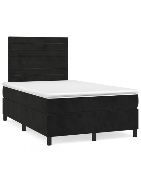 Giroletto a Molle con Materasso Nero 120x200 cm in Velluto