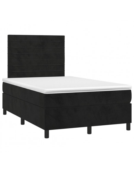Giroletto a Molle con Materasso Nero 120x200 cm in Velluto