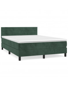 Giroletto a Molle con Materasso Verde Scuro 140x190 cm Velluto 2