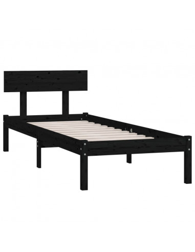 Giroletto in Legno Massello Nero 75x190 cm Small Single