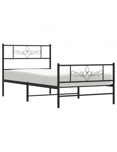 Giroletto con Testiera e Pediera Metallo Nero 75x190 cm