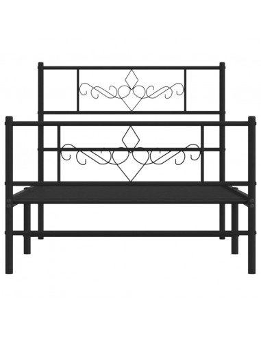 Giroletto con Testiera e Pediera Metallo Nero 75x190 cm