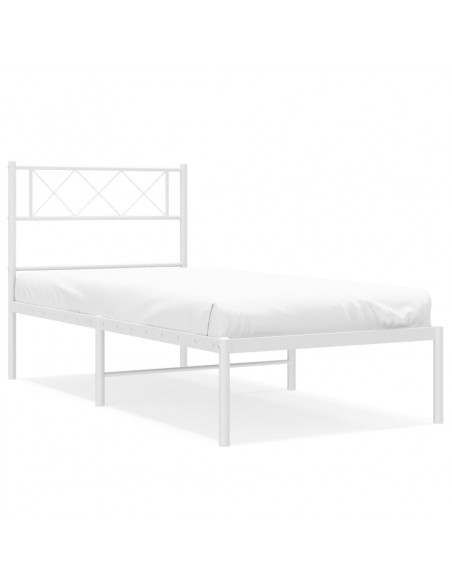 Giroletto con Testiera Metallo Bianco 100x190 cm