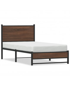 Giroletto con Testiera in Metallo Rovere Marrone 80x200 cm 2