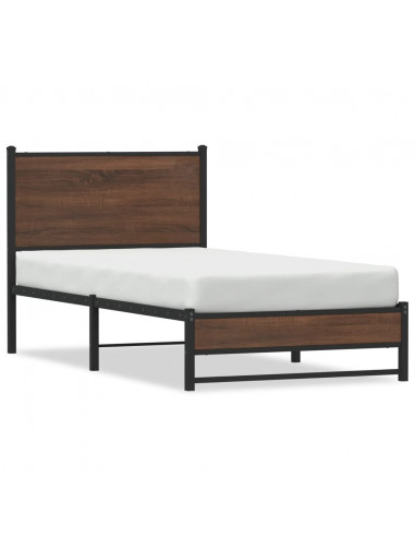 Giroletto con Testiera in Metallo Rovere Marrone 80x200 cm