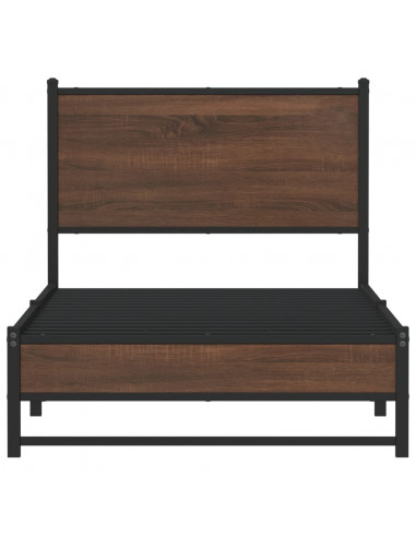 Giroletto con Testiera in Metallo Rovere Marrone 80x200 cm