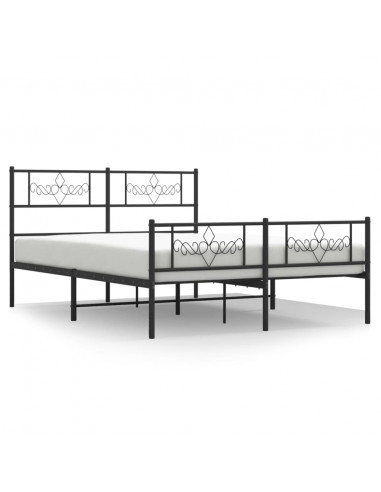 Giroletto con Testiera e Pediera Metallo Nero 140x200 cm
