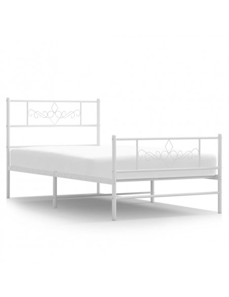 Giroletto con Testiera e Pediera Metallo Bianco 80x200 cm