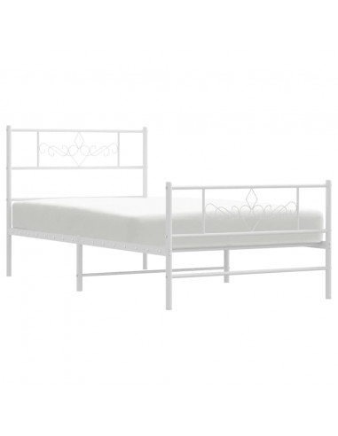 Giroletto con Testiera e Pediera Metallo Bianco 80x200 cm