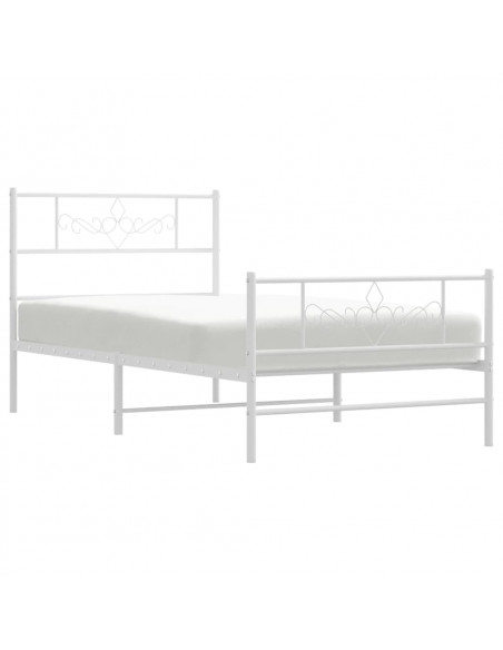 Giroletto con Testiera e Pediera Metallo Bianco 80x200 cm