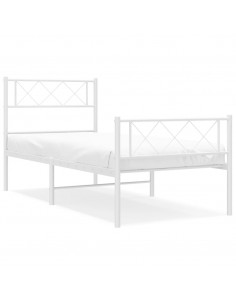 Giroletto con Testiera e Pediera Metallo Bianco 100x200 cm 2