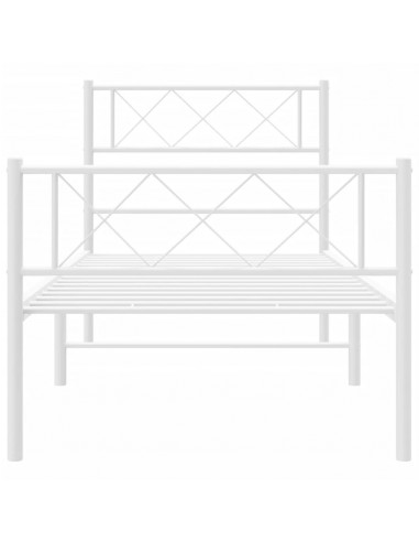 Giroletto con Testiera e Pediera Metallo Bianco 100x200 cm