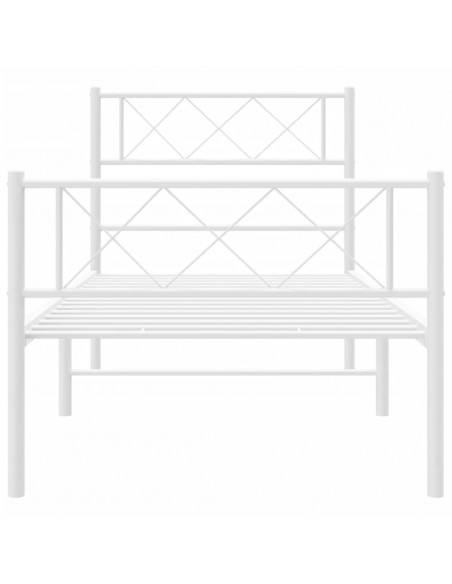 Giroletto con Testiera e Pediera Metallo Bianco 100x200 cm