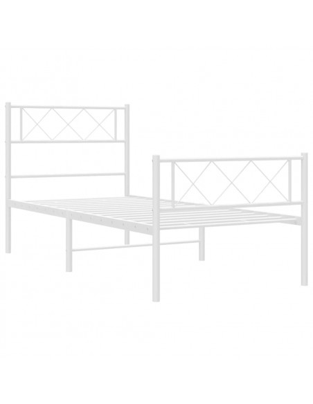 Giroletto con Testiera e Pediera Metallo Bianco 100x200 cm