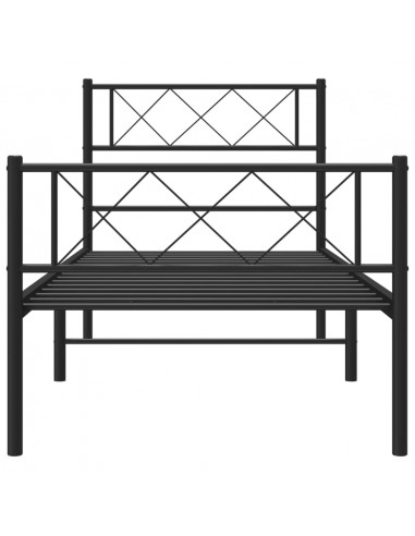 Giroletto con Testiera e Pediera Metallo Nero 75x190 cm