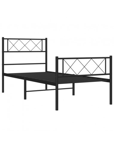 Giroletto con Testiera e Pediera Metallo Nero 100x190 cm