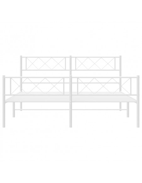 Giroletto con Testiera e Pediera Metallo Bianco 150x200 cm