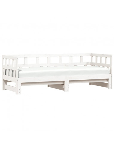 Divano Letto con Letto Estraibile Bianco 80x200cm Massello Pino