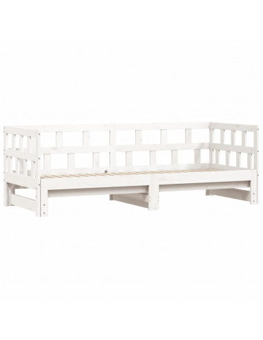 Divano Letto con Letto Estraibile Bianco 80x200cm Massello Pino